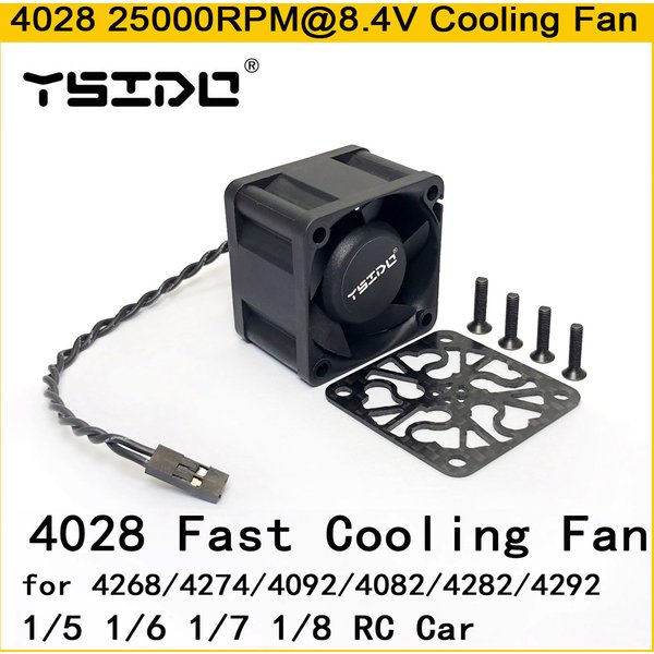 YSIDO 4028 ventilateur de refroidissement rapide 25000 tr/min @ 8.4V pour ARRMA Traxxas 1/5 1/6 1/7 1/8 RC voiture 4292 4282 4274 4985 4585 5687 56112 moteur