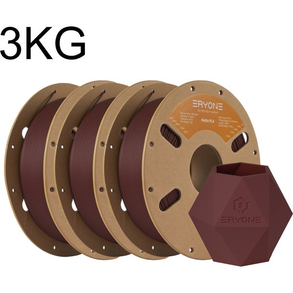 ERYONE 3KG Matt/HS-Matt PLA 3D-Drucker Filament 1,75mm, Premium Matt-Finish Blendfrei, Glatte Oberfläche Hochwertig 1kg Spule