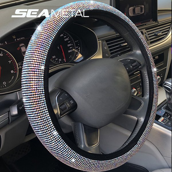 Juste de volant de voiture en cristal pour femmes et filles, jolie housse de volant scintillante, protection de direction en diamant biscuits Bling