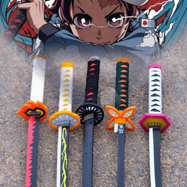 Dämon Slayer Katana Anime Zusammengebautes Original Schwert Cosplay Requisiten Orange Rengoku Kyoujuro Kamado Tanjiro Schwerter 72 cm