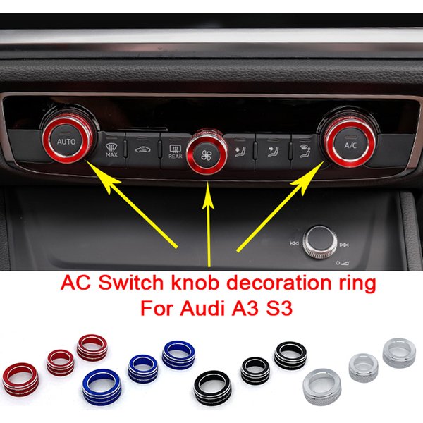 Dashboard AC Control Schalter Knopf Dekoration Ring Metall Trim Abdeckung Für AUDI A3 S3 Innen Zubehör
