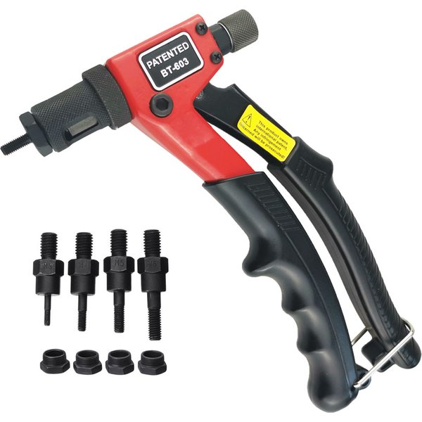 ALLSOME BT-603 pistolet à riveter manuel Kit d'outils de rivetage manuel outil de réglage d'écrou de rivetage réglage d'écrou M3/M4/M5/M6