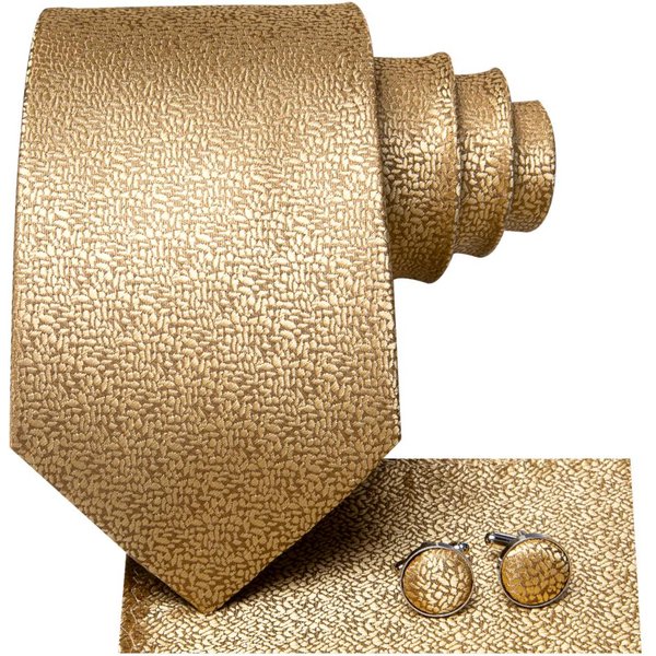Cravate de mariage en soie unie dorée de créateur pour homme, avec pochette de costume et boutons de manchette, motifs rayés, à carreaux et floraux, pour la mode, les affaires et les fêtes,