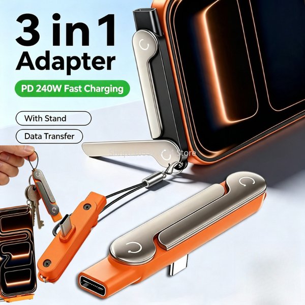 Uchwyt na kabel ładujący 240W z niewidocznym wsparciem, składany uchwyt na telefon, płaska ładowarka USB typu C, kabel ładujący, stojak na kabel typu C.