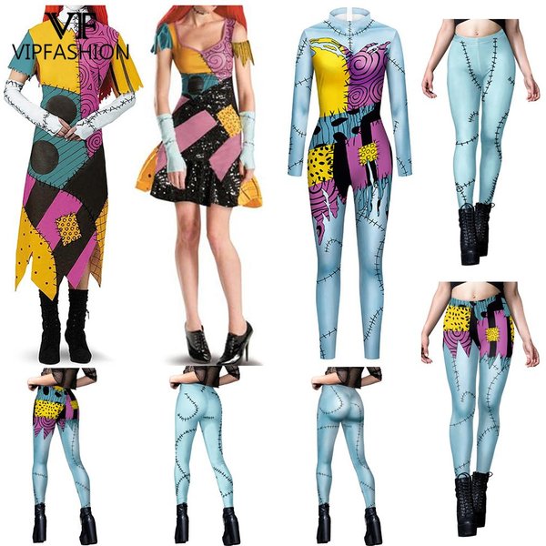VIP FASHION-Sally Halloween Cosplay fur s pour femmes, Costume de fête drôle, Horro Zentai, Catsuit, Fibfur ses, Leggings sexy pour filles