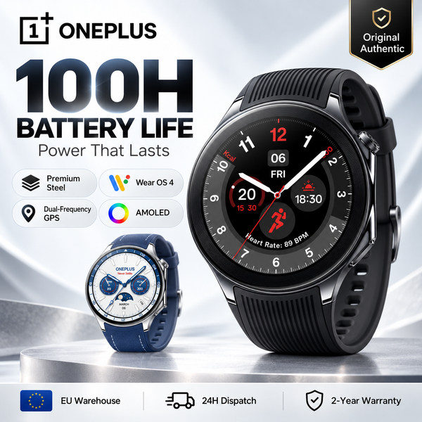 Nowy smartwatch OnePlus Watch 2 z ekranem AMOLED 1.43'', baterią 500mAh, ponad 100 trybami sportowymi, 2GB+32GB, 46mm, WiFi, GPS, IP68, Google Pay
