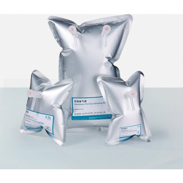 Labor-Gasprobenbeutel, Aluminiumfolien-Luftbeutel, Probenahme- und Aufbewahrungsbeutel, Doppelventil, 0,1L, 0,2L, 0,3L, 0,5L, 1L, 2L, 3L, 4L, 5L, 8L, 10L, 15L