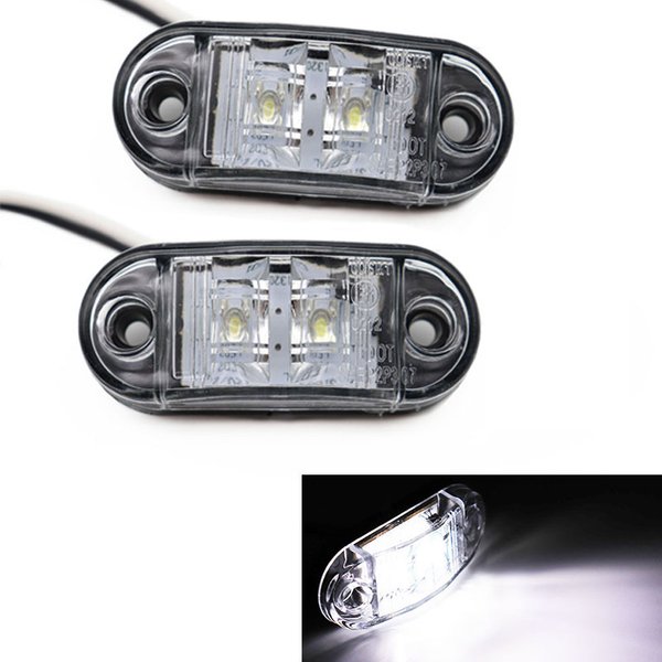 2Pcs 12V/24V LED Seite Marker Lichter Auto Externe Lichter Warnung Rücklicht Auto Anhänger Lkw lkw Lampen Weiße farbe