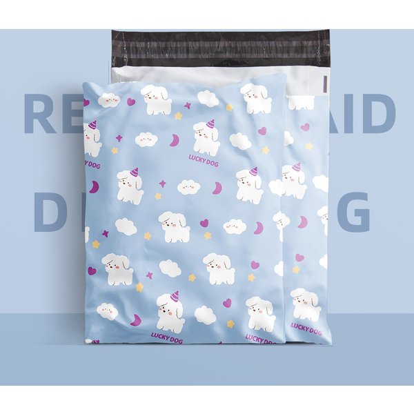 Sac Express dessin animé chanceux chiot sac d'emballage courrier sac de Destruction étanche sac d'emballage couleur impression Poly sac d'emballage