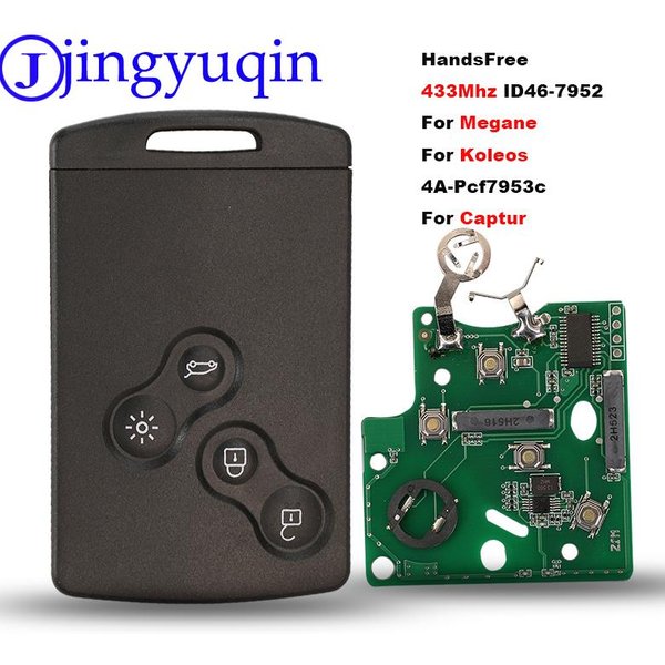 jingyuqin Keyless Remote Key Card For Renault Megane Fluence Laguna Scenic Clio Captur Koleos 433MHz ID46-PCF7952/4A-7953