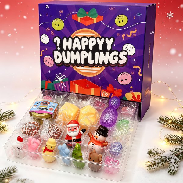 Calendrier de l'Avent Squishies Noël 2026, Compte à Rebours 24 Jours, Squishy en Forme de Boule à Pincer à Remontée Lente, Décoration, Cadeau de Fête