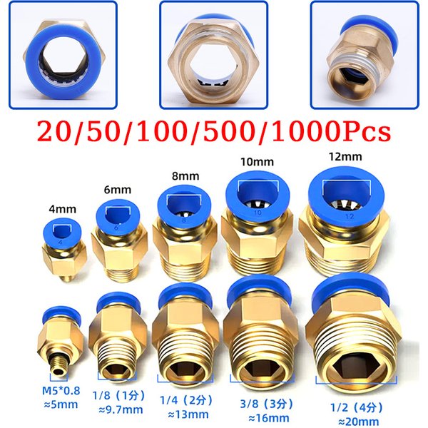 10/50PCS Pneumatische Fitting Luft Anschluss PC 4mm 6mm 8mm 10mm 12mm Gewinde 1/8 "1/4" 3/8 "1/2" Schlauch Armaturen Rohr Schnell Anschlüsse