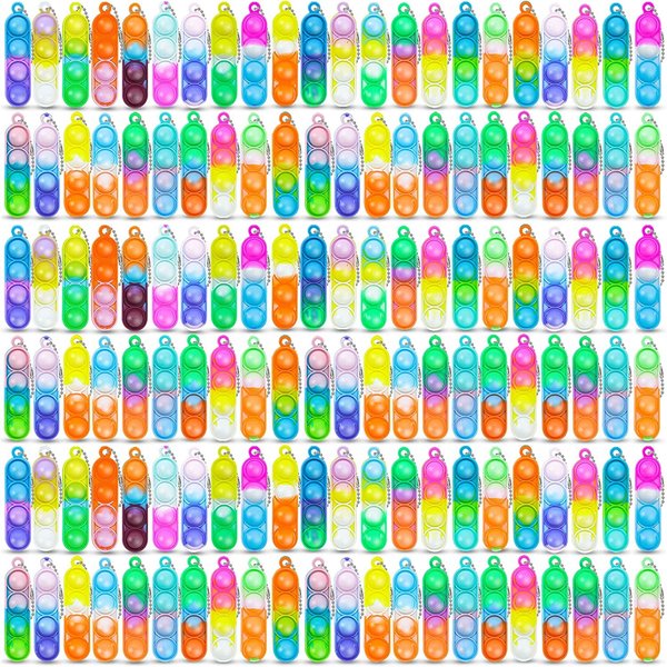 30-200pcs Mini Pop Keychain Fidget Toys Push Pop Bulk Keychain Party Favors For Kids Pop Bubble Toys Pack Boys Girls Adults