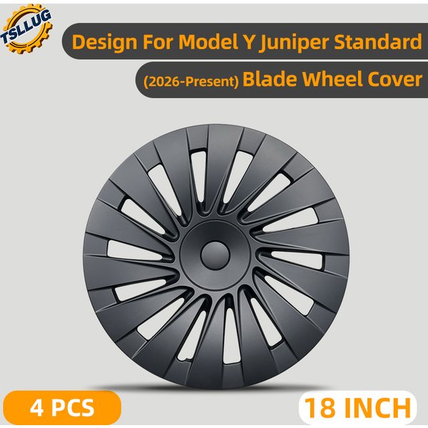 4er-Set Radkappen für Tesla Model Y 2026 Standard, 18 Zoll Blade-Style Radkappen, komplette Felgenabdeckung, Ersatz-Radkappen-Zubehör für Tesla