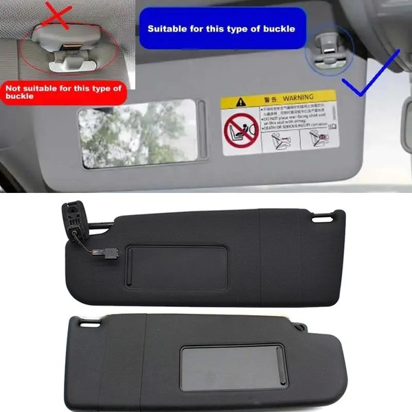 Panel przeciwsłoneczny przedni czarno-szary z lusterkiem do makijażu do Volkswagen Golf 5 2003-2008 Golf 6 2009-2014 Passat B6 B7