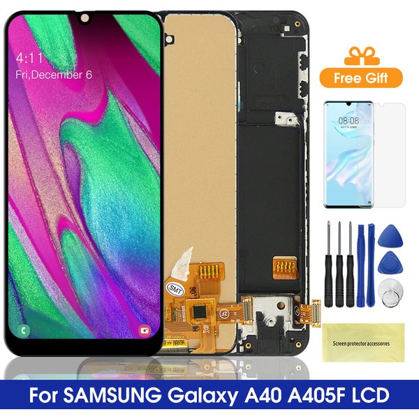 Super Amoled A40 Bildschirm, für Samsung Galaxy A40 A405 A405F A405s LCD-Display digitaler Touchscreen mit Rahmen ersatz