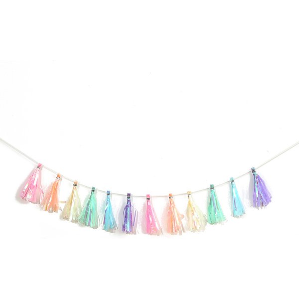 Guirxiété de pompons sirène en papier coloré, bannière de sirène, baptême, mariage, anniversaire, bricolage, décorations de fête, fournitures de douche de bébé