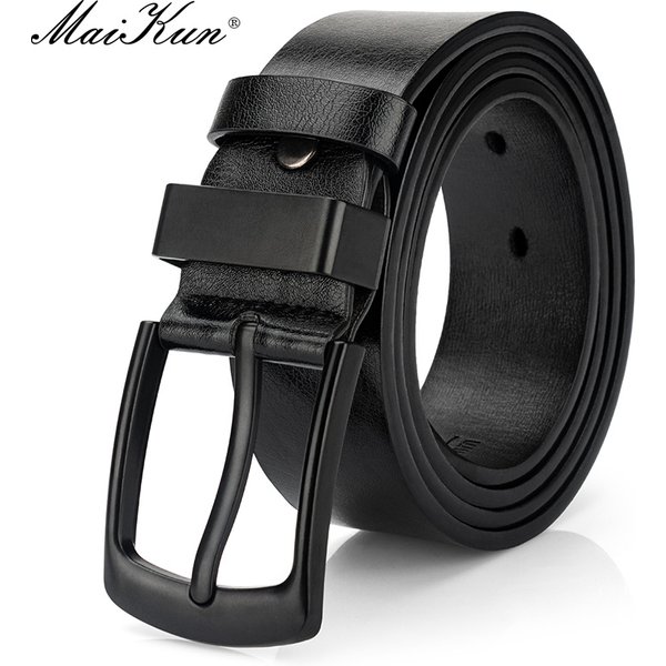 Maikun Ceinture décontractée vintage pour homme avec boucle ardillon noire pour étudiant - Large ceinture en cuir polyvalente