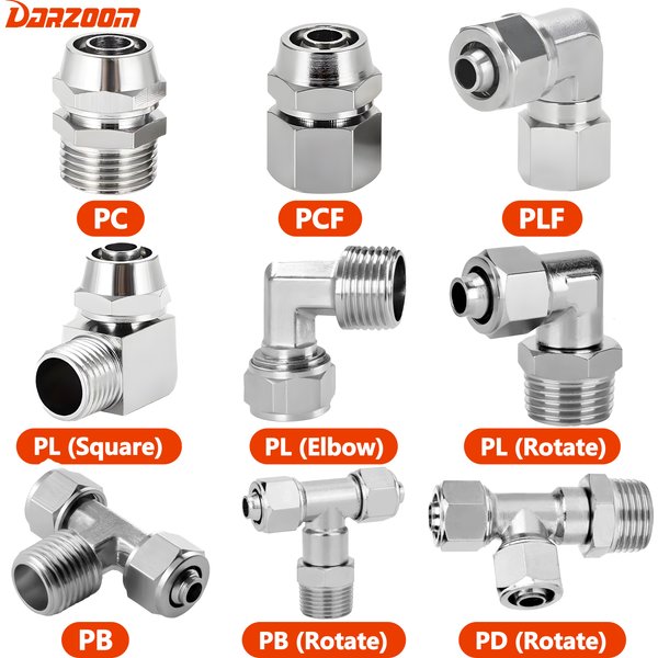 Kupfer-Druckluftanschlüsse, Luftanschlüsse mit Außendurchmesser 4, 6, 8, 10, 12 mm, Gewinde 1/8, 3/8, 1/2', 1/4'BSP, Schnellverbinder für Schlauchverbinder