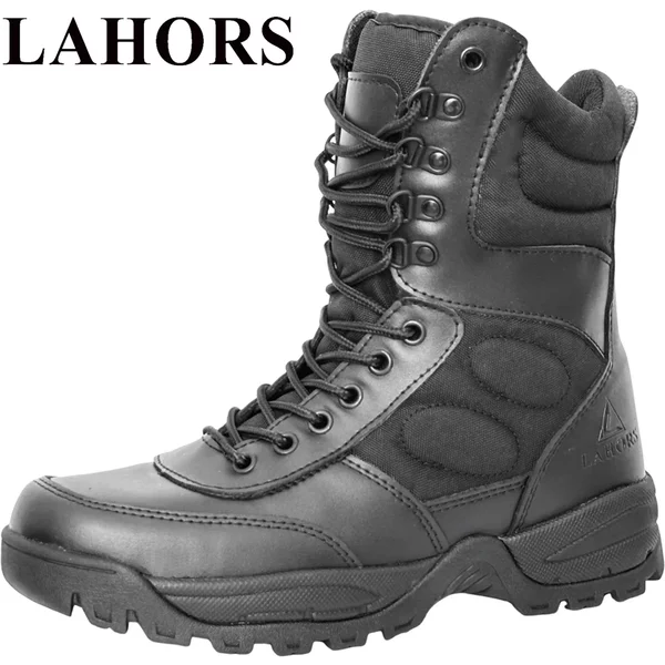 LAHORS® Brand Lightweight Cowhide Leather Tactical Boots Men's Desert Combat Outdoor Hiking Ankle Shoes Men