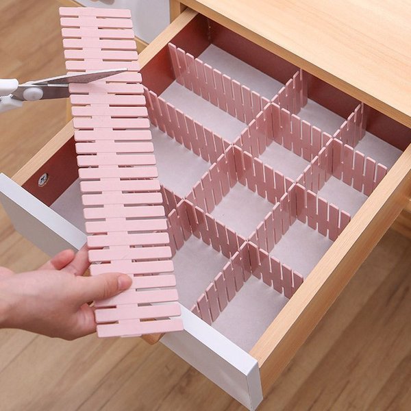 4 Stück DIY verstellbare Aufbewahrungs-Trennwand aus Kunststoff, Schubladenteiler, Kombinations-Trennwand, platzsparender Schrank-Organizer