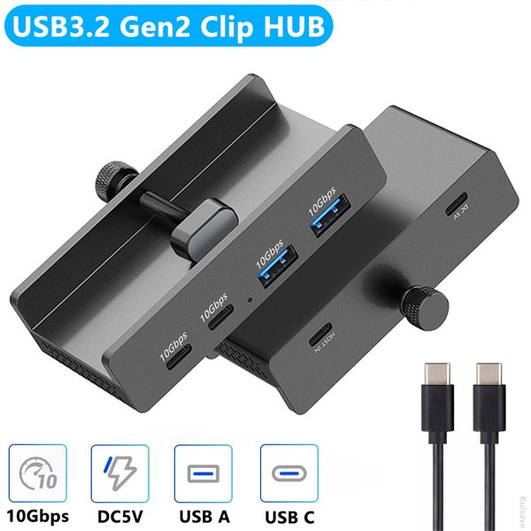 10Gbps HUB Clamp Clip USB 3.2 3.0 2.0 Splitter Adapter Zewnętrzna stacja dokująca Multi Do iMac MacbookPro Akcesoria do komputerów stacjonarnych