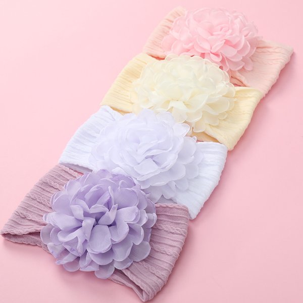 Mousseline de soie fleur Nylon bébé bandeaux enfants bandes de cheveux infantile doux haute élastique coiffure solide garçons filles cheveux accessoires