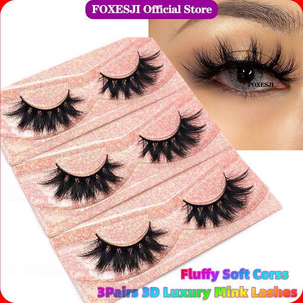 FOXESJI – faux cils en vison 3D, extensions de cils réutilisables, épais et clairsemés, doux, pour maquillage, 3 paires, 5 paires