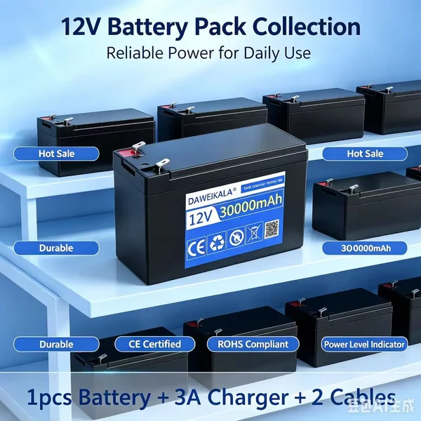 Daweikala 12V 30000mAh Portable Rechargeable Battery Pack, Multi-scene Power Supply for UPS, Emergency Lights, Outdoor Portable Electronics, EU Warehouse 7 Days Delivery