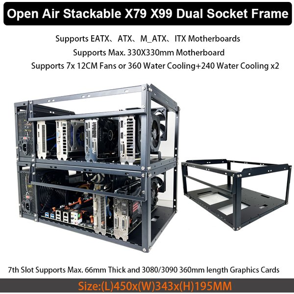 DIY-Computergehäuse, PC-Rahmen, Desktop-Chassis, stapelbar, Open-Air-Testbank-Chassis, passend für ATX MacroATX E-ATX X79 X99 Motherboard