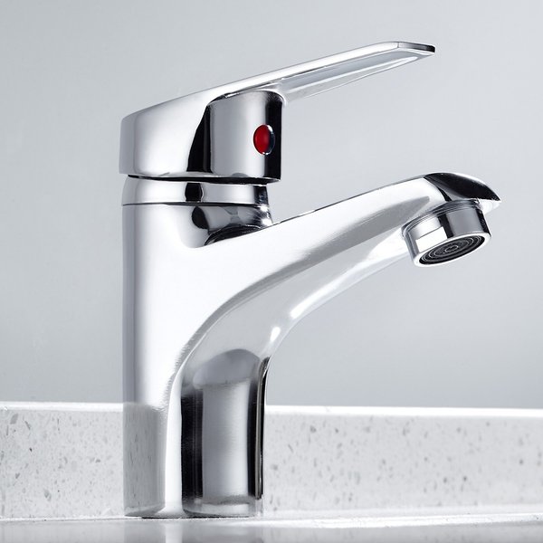 Robinet de lavabo de salle de bains chromé à poignée unique, mitigeur monté sur le pont à trou unique, robinets chauds et froids pour évier de cuisine avec tuyau G1/2