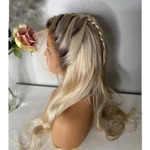 Perruque Lace Front SoftGlueless 150 densité, cheveux blonds ombrés ondulés, 13x4, 100% cheveux humains, avec baby hair pré-épilés