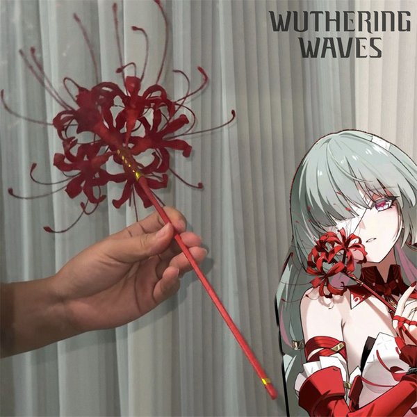 Game Wuthering Waves Phrolova Cosplay Künstliche Blumen Handgefertigte rote Spinnenlilienblumen Halloween Rollenspiel-Waffe