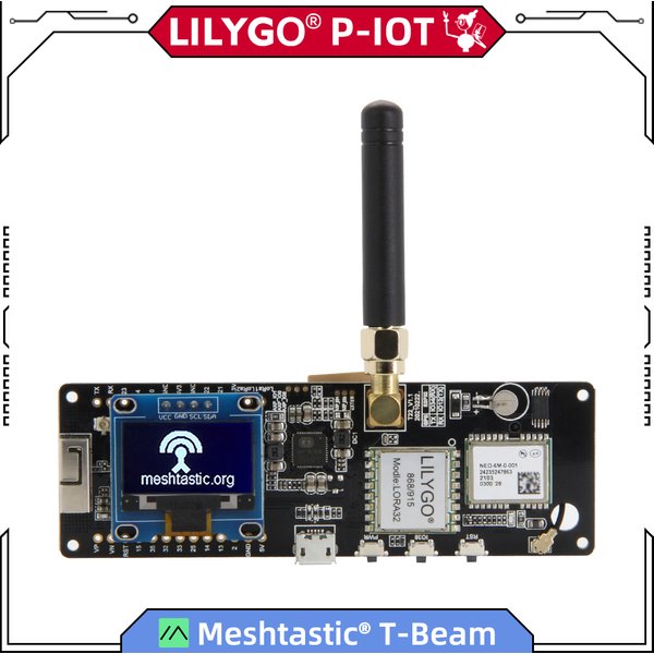 LILYGO® TTGO Meshtastic T-Beam V1.2 ESP32 LoRa 915MHz 433MHz 868MHz 923MHz WiFi BLE GPS With 0.96 inch OLED 18650 Battery Holder