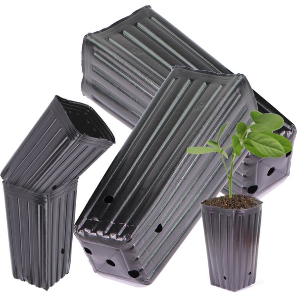 Tasse de plantation de semis de plantes carrées hautes, Pot respirant en plastique noir épais et souple pour pépinière, sacs de culture pour greffe d'arbres de jardin