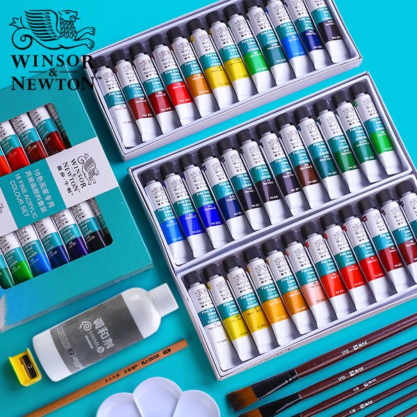 WINSOR & NEWTON 12/18/24 couleurs ensemble de peintures acryliques professionnelles 10ml peinture murale peinte à la main peinture Textile couleurs vives