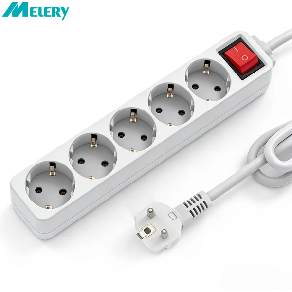 Melery multiprise parasurtenseur 3/4/5/6 AC EU prise électrique prise de courant adaptateur d'extension de plomb câble d'extension 1.5m