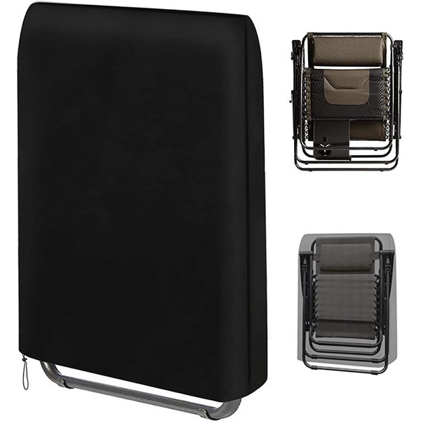 Housse de chaises pliantes d'extérieur, anti-poussière, Protection contre le soleil et les UV, coussin étanche pour chaise inclinable, étui de meubles noir 93x82cm