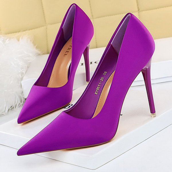 BIGTREE chaussures Satin femmes pompes 2026 nouveau violet talons hauts mode femmes chaussures Stiletto luxe Noble chaussures de fête femmes talons