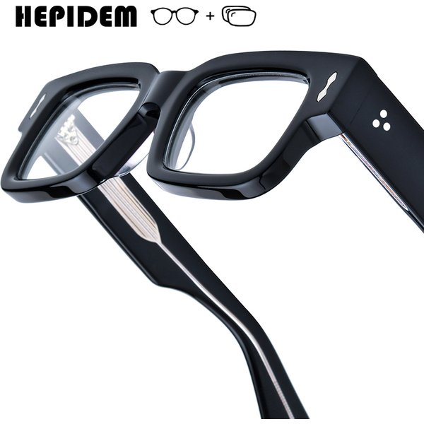 HEPIDEM Lunettes de vue progressives anti-lumière bleue, verres optiques pour myopie, lunettes carrées en acétate pour hommes ASCA