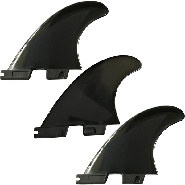 3 Stück Surf FIN F II hochwertiges Fiberglas-Kunststoff schwarz/weiß Surfbrett Größe M Surfing Tri Fins