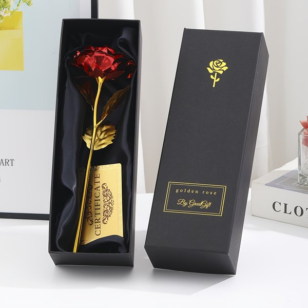 Folien-Rose mit Geschenkbox & Karte Ewige Rose Geschenke für Valentinstag Erntedankfest Muttertag Partydekoration