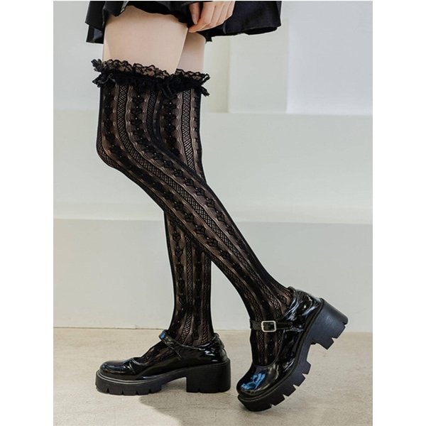 1 paire de nouveaux bas Lolita bas en dentelle Lolita genou haut JK filles bas de cuisse Cos bas hauts au genou