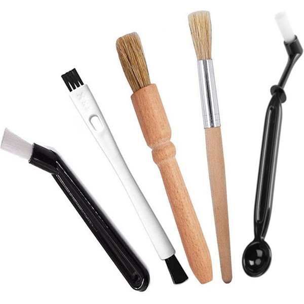 Kaffeebürsten-Set, Espresso-Bürsten-Set, inklusive Reinigungsbürste für Kaffeemühlen aus Holz und Espresso-Bürste aus Nylon