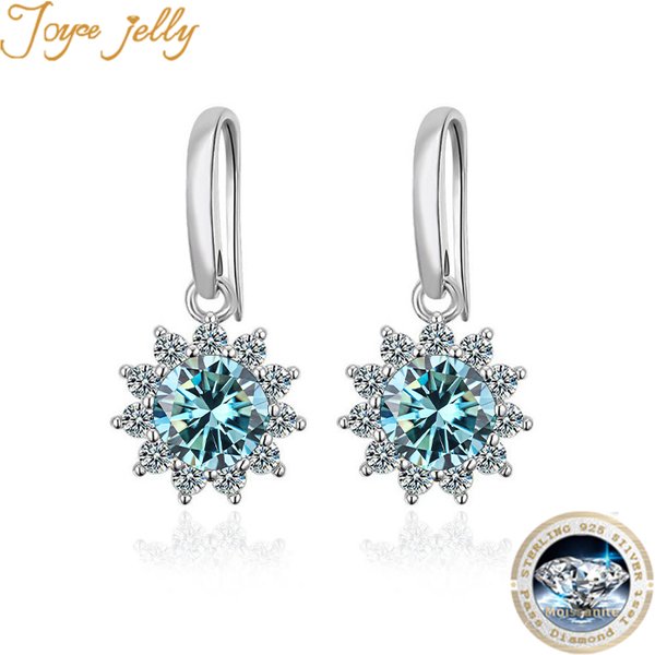 PomerceJelly-Boucles d'oreilles goutte de diamant Moissanite pour femme, bijoux en argent regardé 925, 1 carat, 2 carats, forme de tournesol, cadeaux