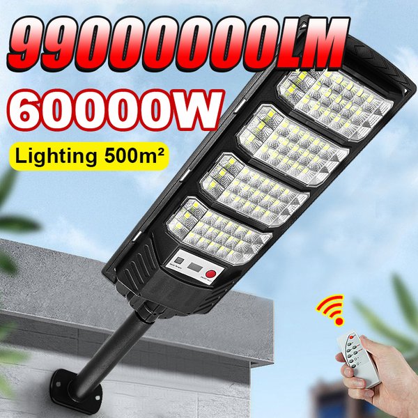 Lampe solaire LED extérieure 99000000LM 60000W avec détecteur de mouvement, lampe murale super lumineuse, étanche, pour jardin, rue, terrasse