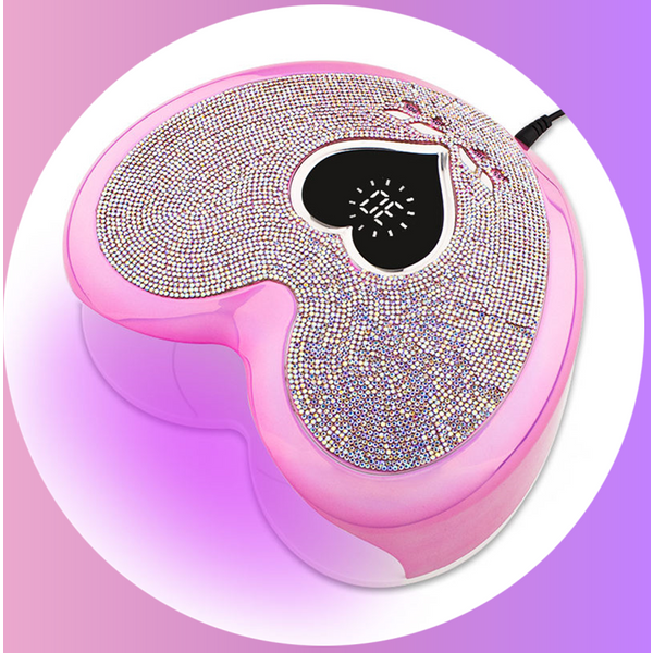 Lampe à ongles professionnelle 78W avec strass en forme de cœur, sécheuse de vernis gel LED pour ongles, machine de pédicure, lumière rose, lampe UV LED pour ongles