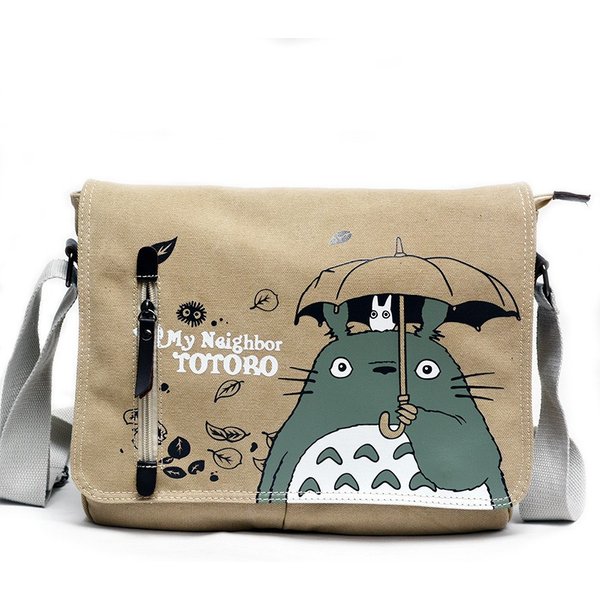 My Neighbor Totoro Anime-Print Umhängetasche aus gewaschenem Canvas, lässige Umhängetasche für Studenten, tägliche Schultertasche