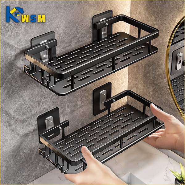Bathroom Shelf Kitchen Storage Organizer Aluminum Alloy Shampoo Rack Shower Shelf Bathroom Accessories No Drill Shelf