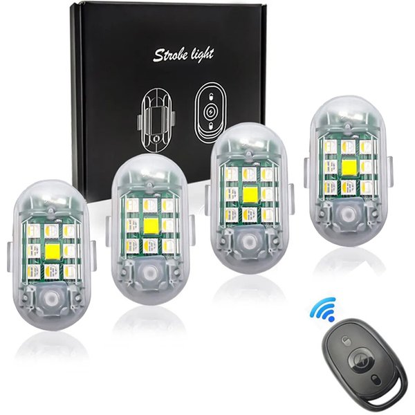 Highlight 2/4pc Drahtlose Fernbedienung LED Strobe Licht für Auto Auto Motorrad Fahrrad Drone Roller Warnung Lampe Flash anzeige
